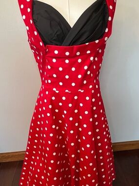 Lindy Bop Red White Polka Dot Retro Swing Dress Rockabilly Pin Up Style Large